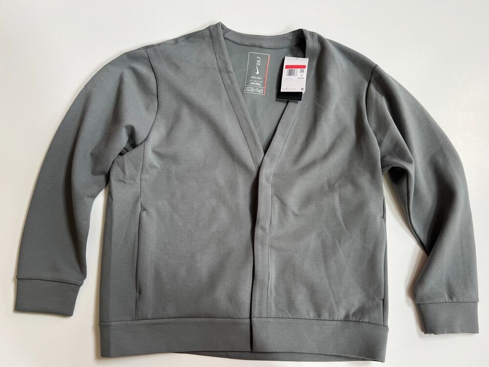 Nike Men's 24.7 ImpossiblySoft Cardigan Size LHQ6948-084 Stone Gray